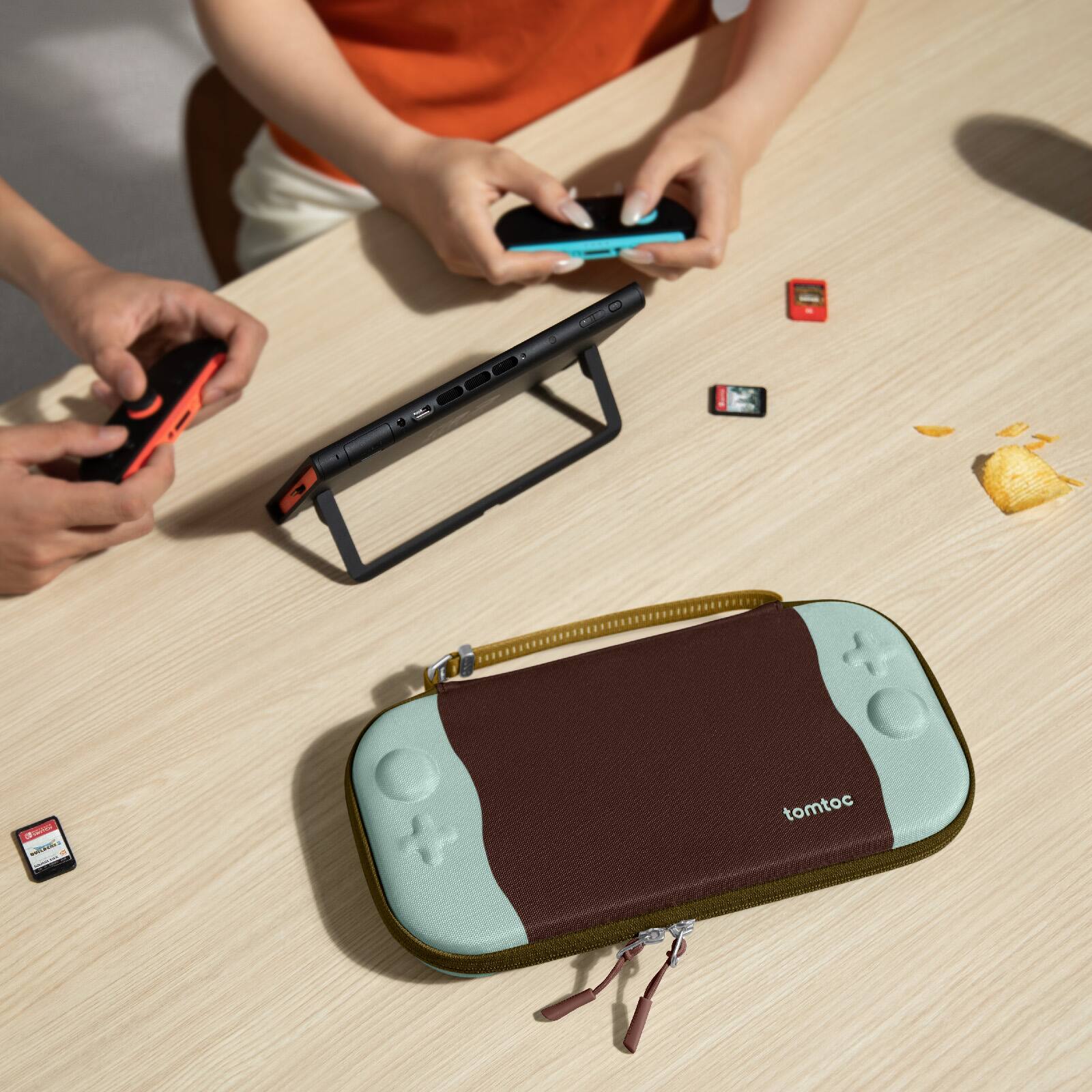 Back. tomtoc - tomtoc Slim Carrying Case for Nintendo Switch 2 Model 2025, Odorless Protective Hard Shell with 12 Game Card Slots - ChocoMint.