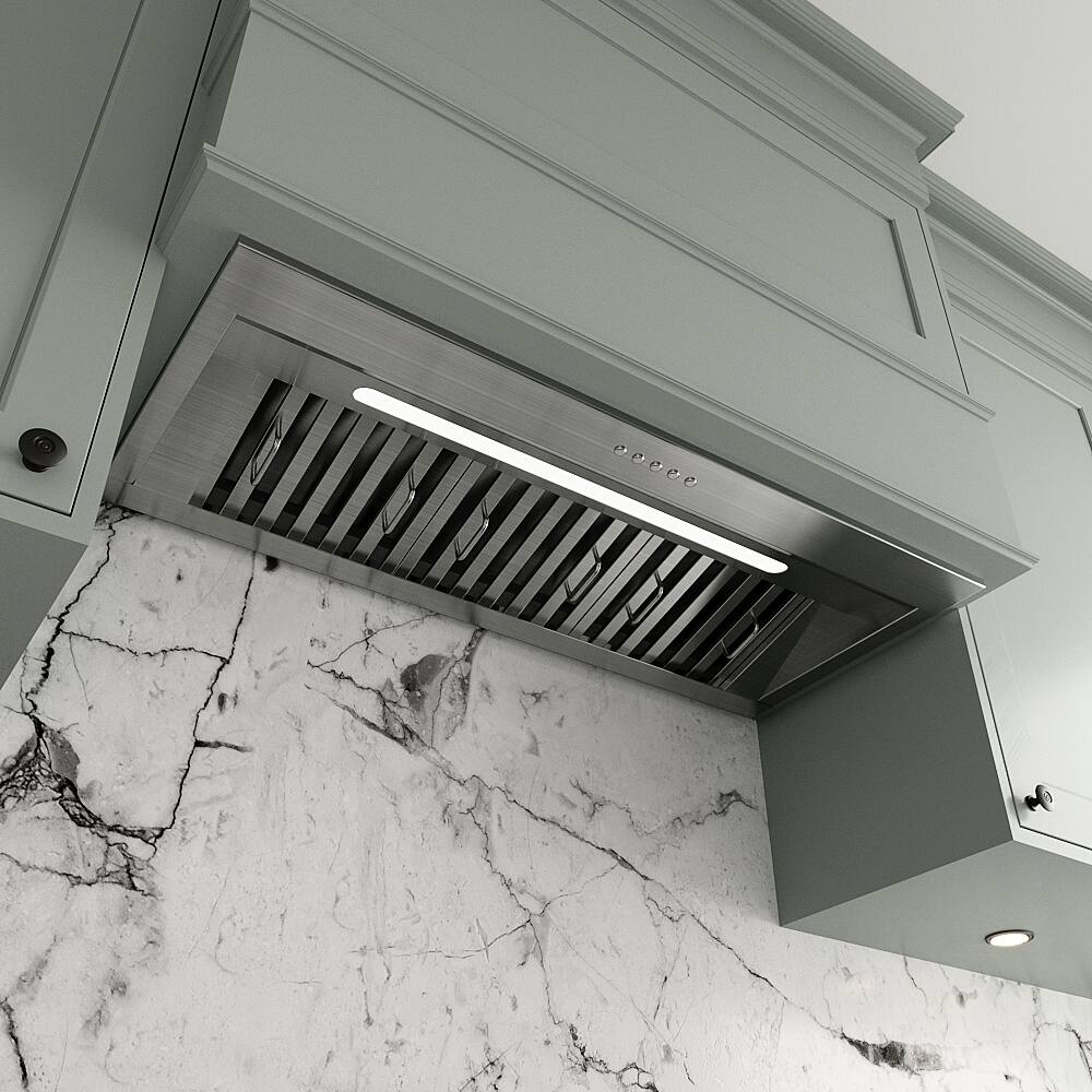 Alt View 1. Streamline - 34 in. Novara Ductless 350 CFM Range Hood, Baffle Filters, Electronic Button Control, LED Light - Brushed Stainless Steel.