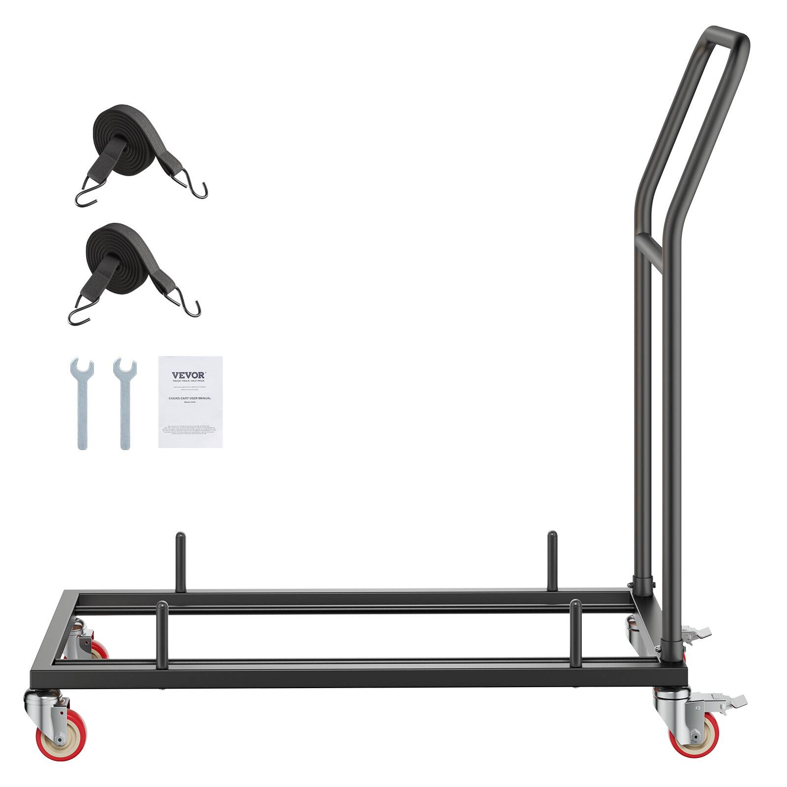 Alt View 5. VEVOR - Folding Chair Rack, 300 LBS Capacity, L-shape Horizontal Placement Chair Cart for 25 Chairs, Metal Chair Storage Dolly - Black.