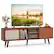Front. Costway - Bamboo TV Stand Console Table with PE Rattan Door & 2 Drawers for TV up to 65" - Brown.