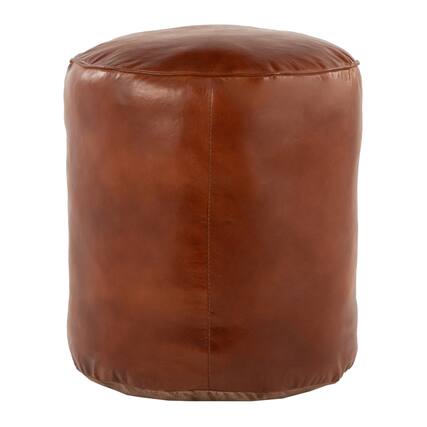 Front. Tiramisubest - Industrial Pouf in Brown Leather - Brown.