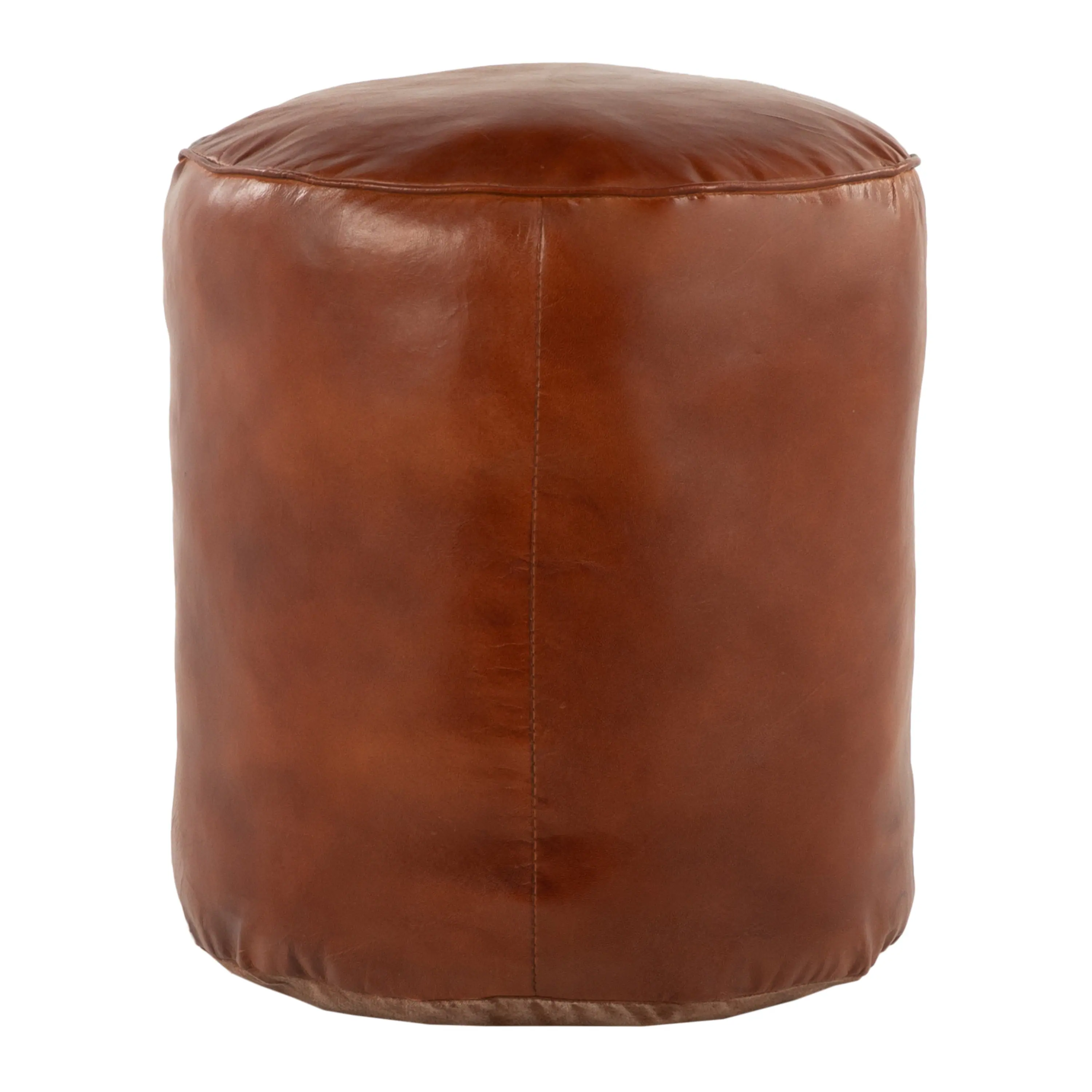 Front. Tiramisubest - Industrial Pouf in Brown Leather - Brown.