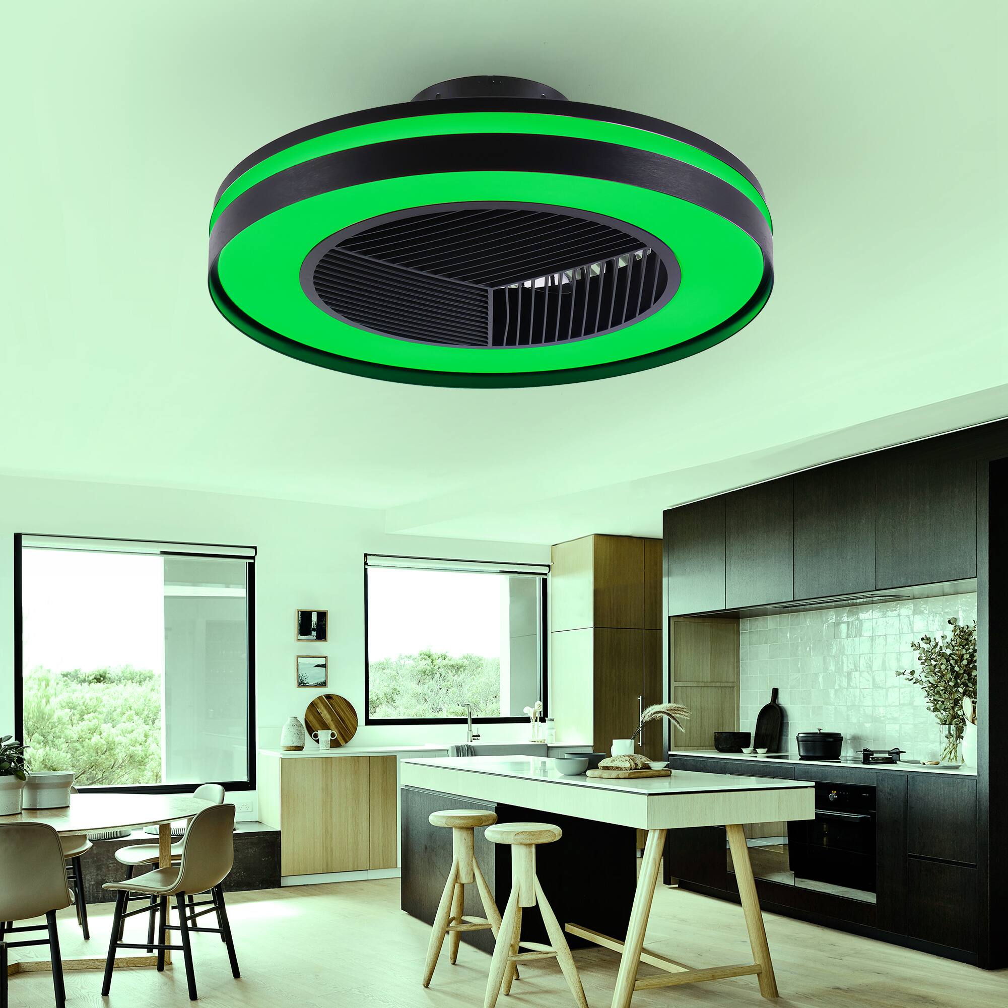 Alt View 6. Domanki - 20" Smart Low Proflie Ceiling Fans with RGB Lights Remote/APP/Voice Control, Bladeless Ceiling Fans for Bedroom - Black.