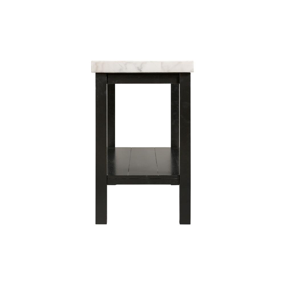 Angle. Picket House Furnishings - Evie White Marble Rectangle Sofa Table - White.