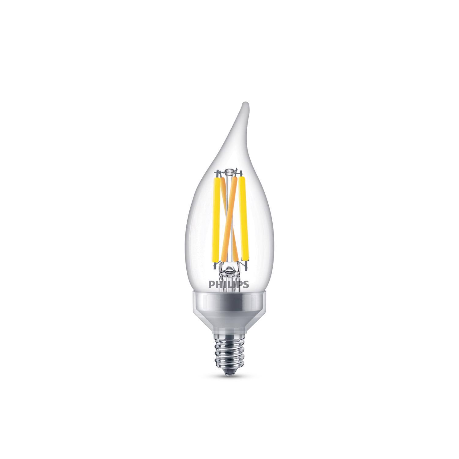 Angle. Philips - Philips BA11 E12 (Candelabra) LED Bulb Soft White 75 Watt Equivalence 3 pk.