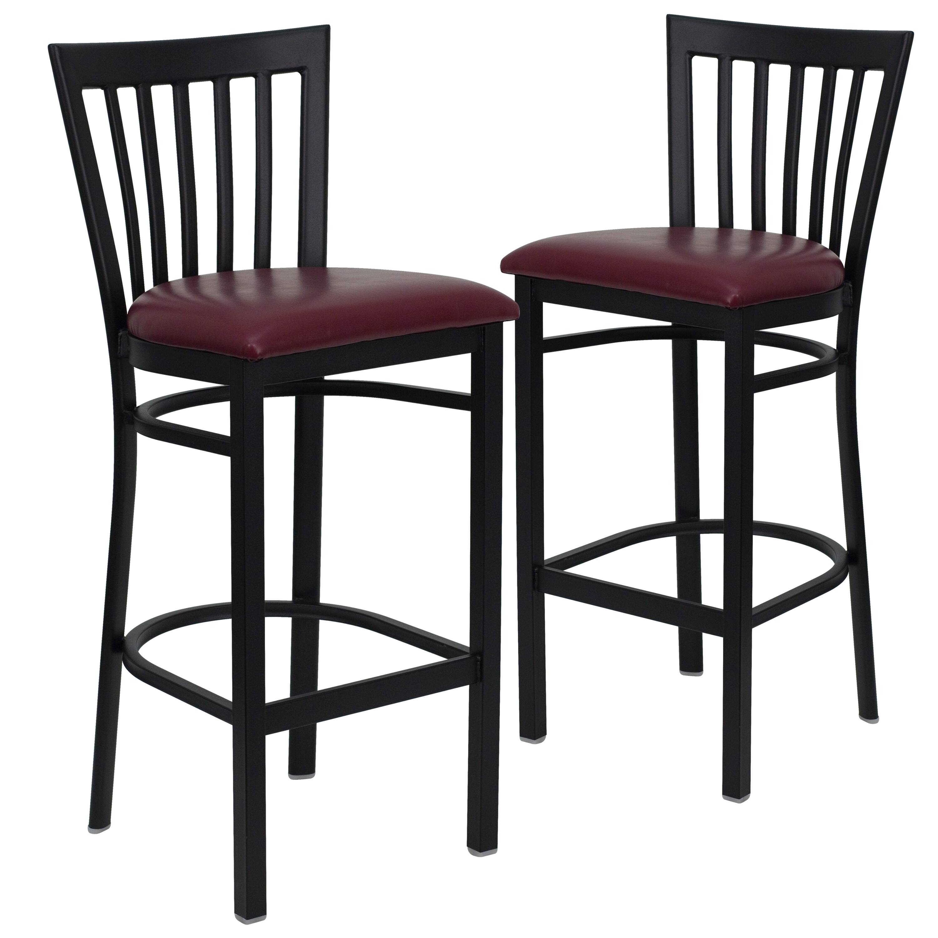Burgundy Vinyl Seat/Black Metal Frame