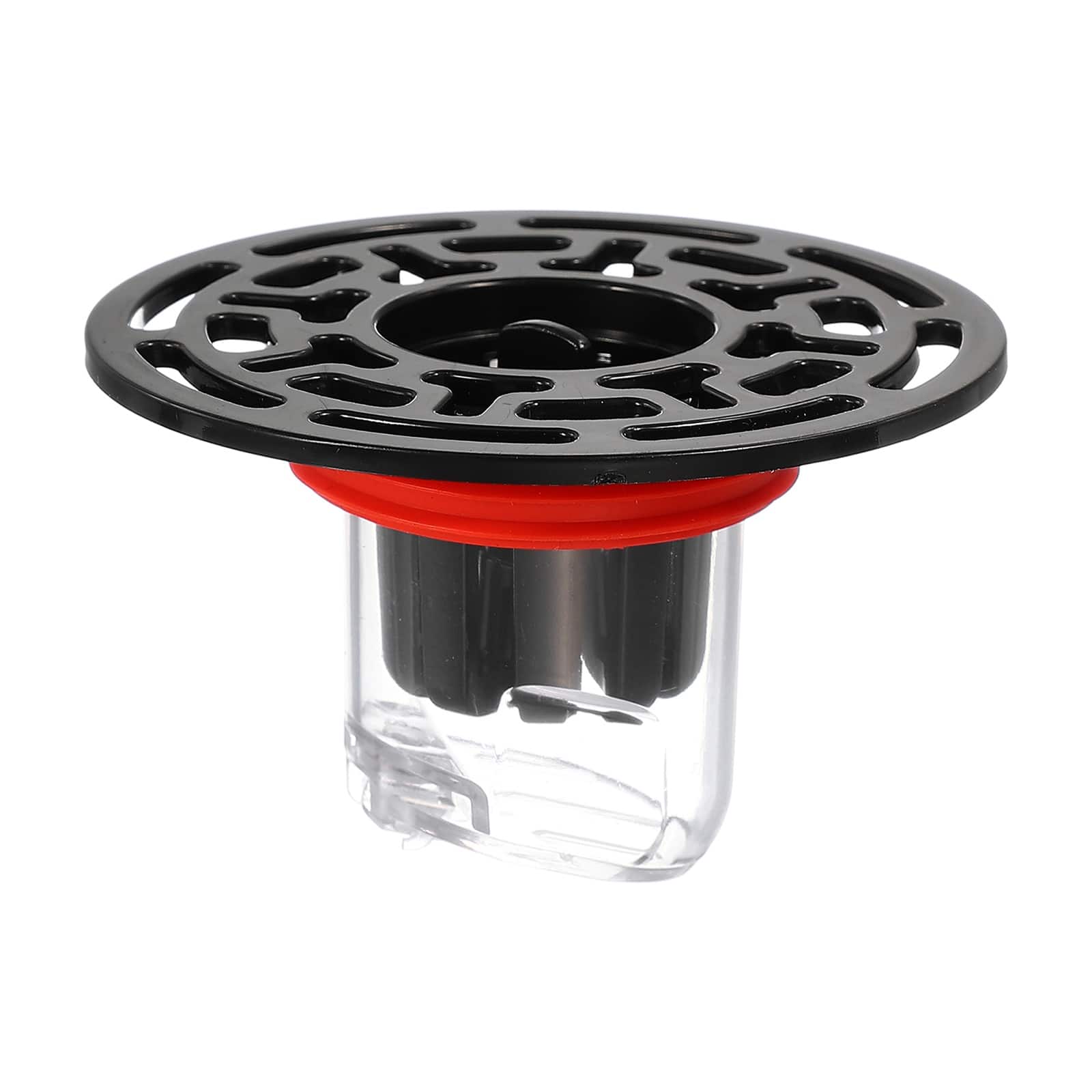 Unique Bargains - Odor Proof Floor Drain Cover Shower Plug Drain Backflow Preventer for 1.3-1.7" Caliber Pipes Tubes Bathroom - Black/Transparent