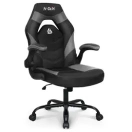 Neo Chair - Gaming Chair Ergonomic Computer Desk Office Executive Chair with Lumbar Support Swivel Wheels Flip-Up Arms PU Leather - Gray