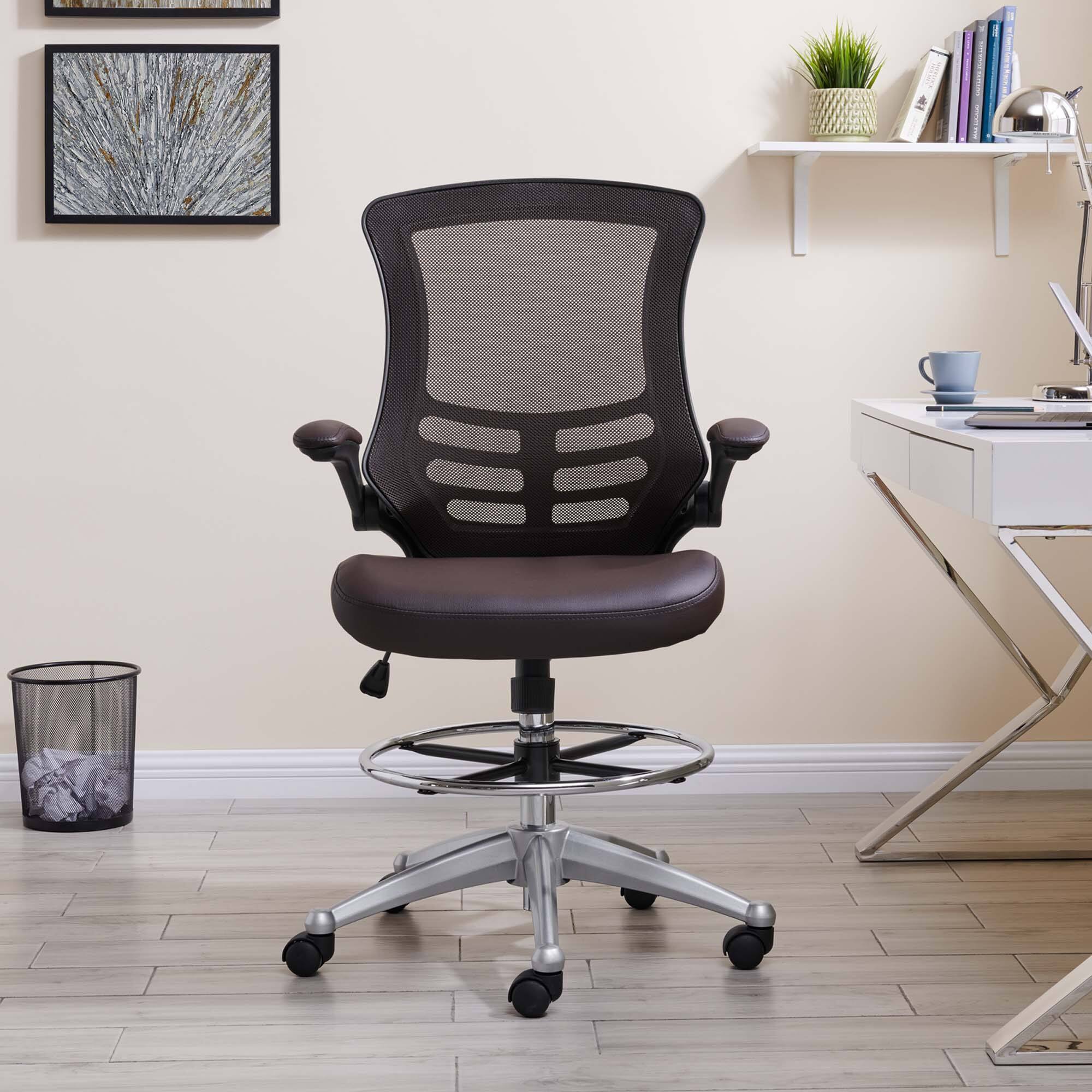 Alt View 10. Modway - Attainment Vinyl Drafting Chair by Modway - Brown.