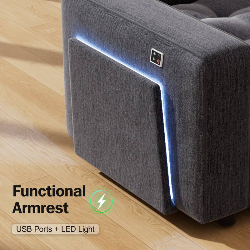 Functional Armrest: USB Ports + LED Light