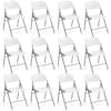 Front. Costway - Costway Folding Chairs Set of 12 HDPE Plastic Chairs with Metal Frame for Home Office - White.