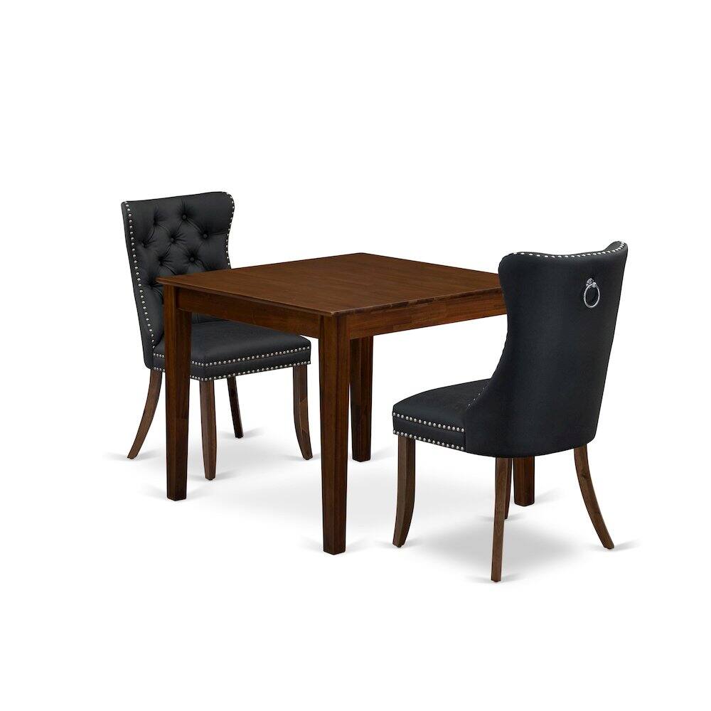 Front. East West Furniture - 3 Piece Dining Table Set - Brown.