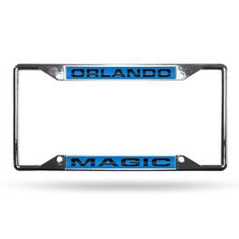 Rico Industries - Orlando-Basketball-Magic All Corner EZ View Chrome Metal Laser Cut License Plate Frame - Multi