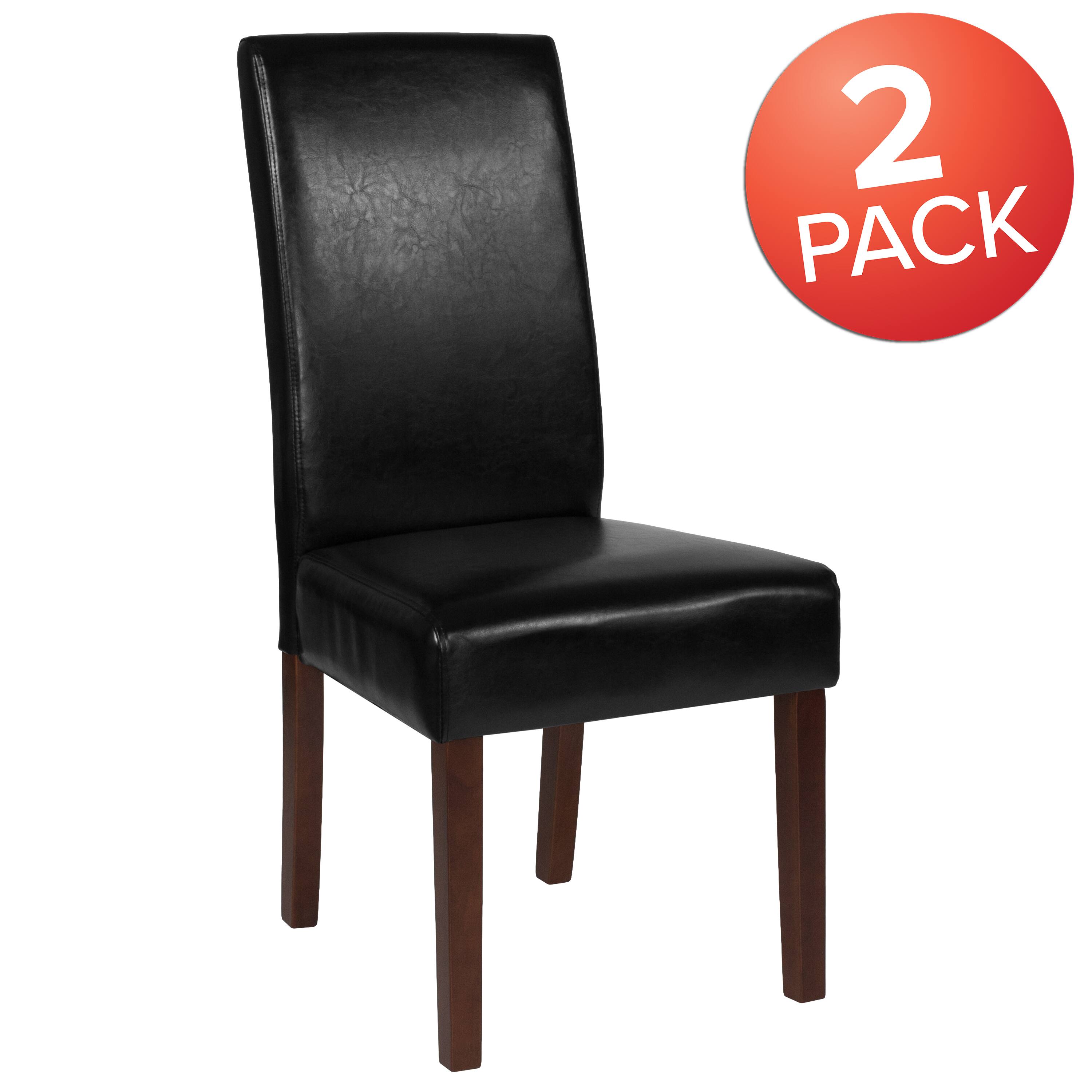 Alt View 2. Emma + Oliver - Two Mid-Century Parson's Chairs and Finished Hardwood Frame for Kitchen, Dining Room & More - Black LeatherSoft.