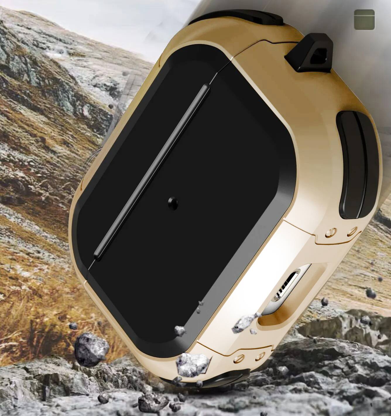 Alt View 1. Vena - For Apple Airpods Pro 2 Case Cover with Magsafe, Rugged Airpod Case 2nd Generation 2 Tone Heavy Duty Black/Gold - Multicolored.