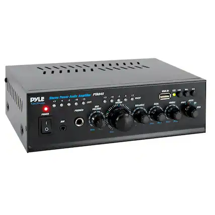 PYLE
Stereo Power Audio Amplifier
PTAU45
PYLEUSA.com
VOLUME
MIC
PHONES
POWER
AUX
LEFT
RIGHT
BALANCE
BASS
TREBLE
AUX1
AUX2
CD
USB IN
LED
PLAY
STOP
PAUSE
FF
REW
Min
Max
Min
Max
Min
Max
Min
Max
Min
Max
Min
Max
Min
Max
Min
Max
Min
Max
Min
Max
Min
Max
Min
Max
Min
Max
Min
Max
Min
Max
Min
Max
Min
Max
Min
Max
Min
Max
Min
Max
Min
Max
Min
Max
Min
Max
Min
Max
Min
Max
Min
Max
Min
Max
Min
Max
Min
Max
Min
Max
Min
Max
Min
Max
Min
Max
Min
Max
Min
Max
Min
Max
Min
Max
Min
Max
Min
Max
Min
Max
Min
Max
Min
Max
Min
Max
Min
Max
Min
Max
Min
Max