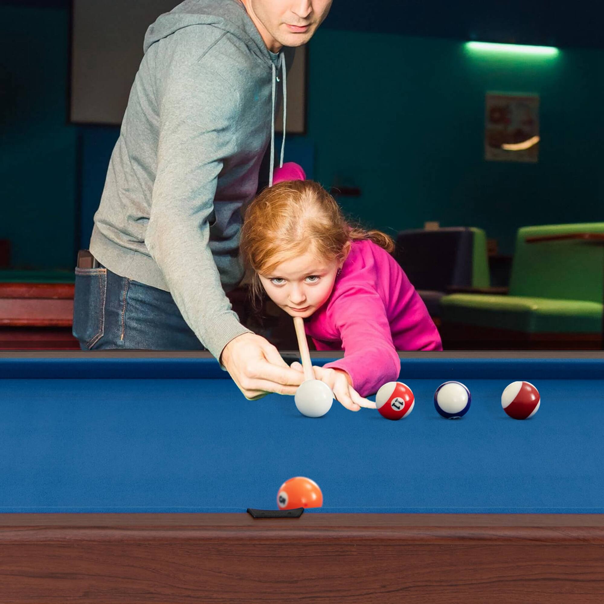 Alt View 11. Costway - 48" Pool Table for Kids & Adults with Full Set of Balls 2 Cue Sticks 2 Chalks Blue - Brown+Blue.