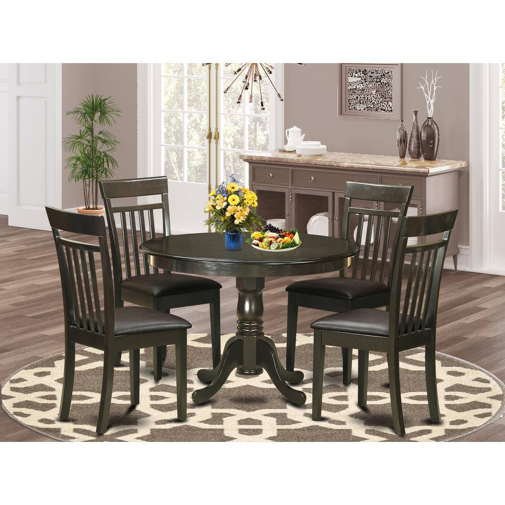Back. East West Furniture - 5 PC small Kitchen Table set-small Table and 4 Kitchen Chairs. - Cappuccino.