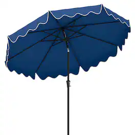 Costway - 9 FT Patio Umbrella 2-Tier Market Table Umbrella with Sun-Protective Canopy - Navy