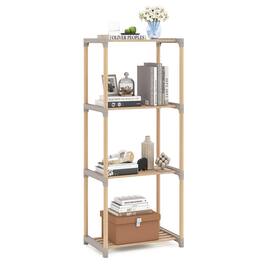 Gymax - 4-Tier Bookshelf w/Open Shelves Freestanding Storage Organizer for Home Office - Gray