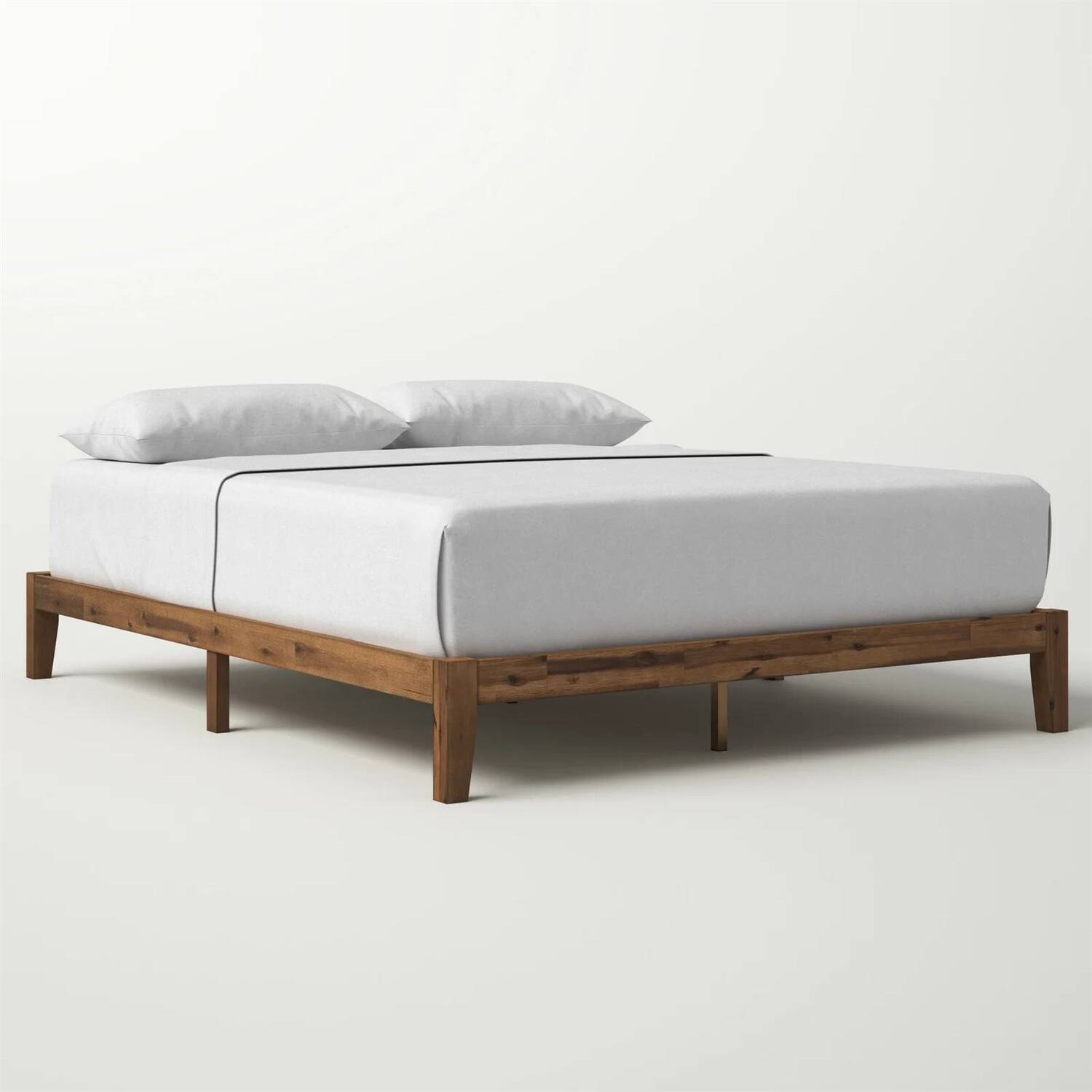 Front. Hivvago - Hivvago Queen Simple Modern Solid Wood Platform Bed Frame - Brown.