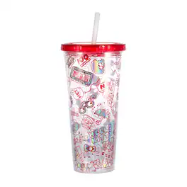 Seven20 - Hello Kitty Doodles 22oz Carnival Cup with Straw & Lid - Red