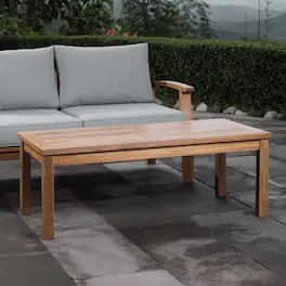 Marina Outdoor Patio Teak Rectangle Coffee Table by Modway - Natural