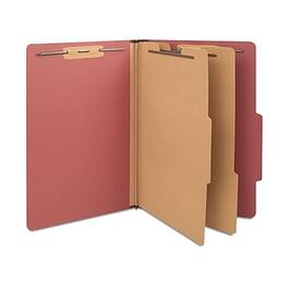 Staples - 60% Recycled Pressboard Classification Folder, 2-Dividers, 2.5" Expansion, Legal Size, Brick 20/Box - Red