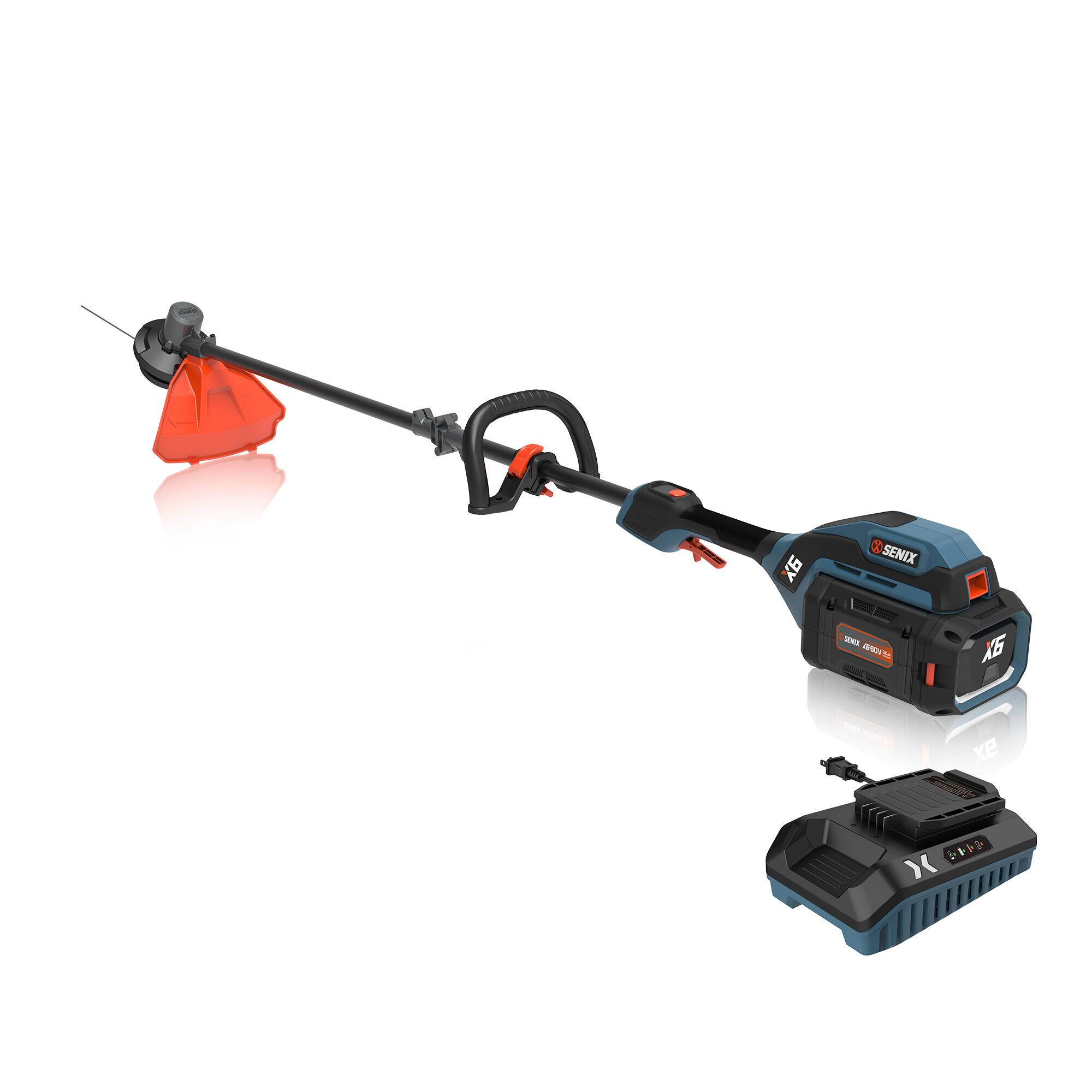 Alt View 7. SENIX - X6 60V Max* 16" Cordless String Trimmer, Brushless (3.0 Ah Battery & Charger Included) - Blue.