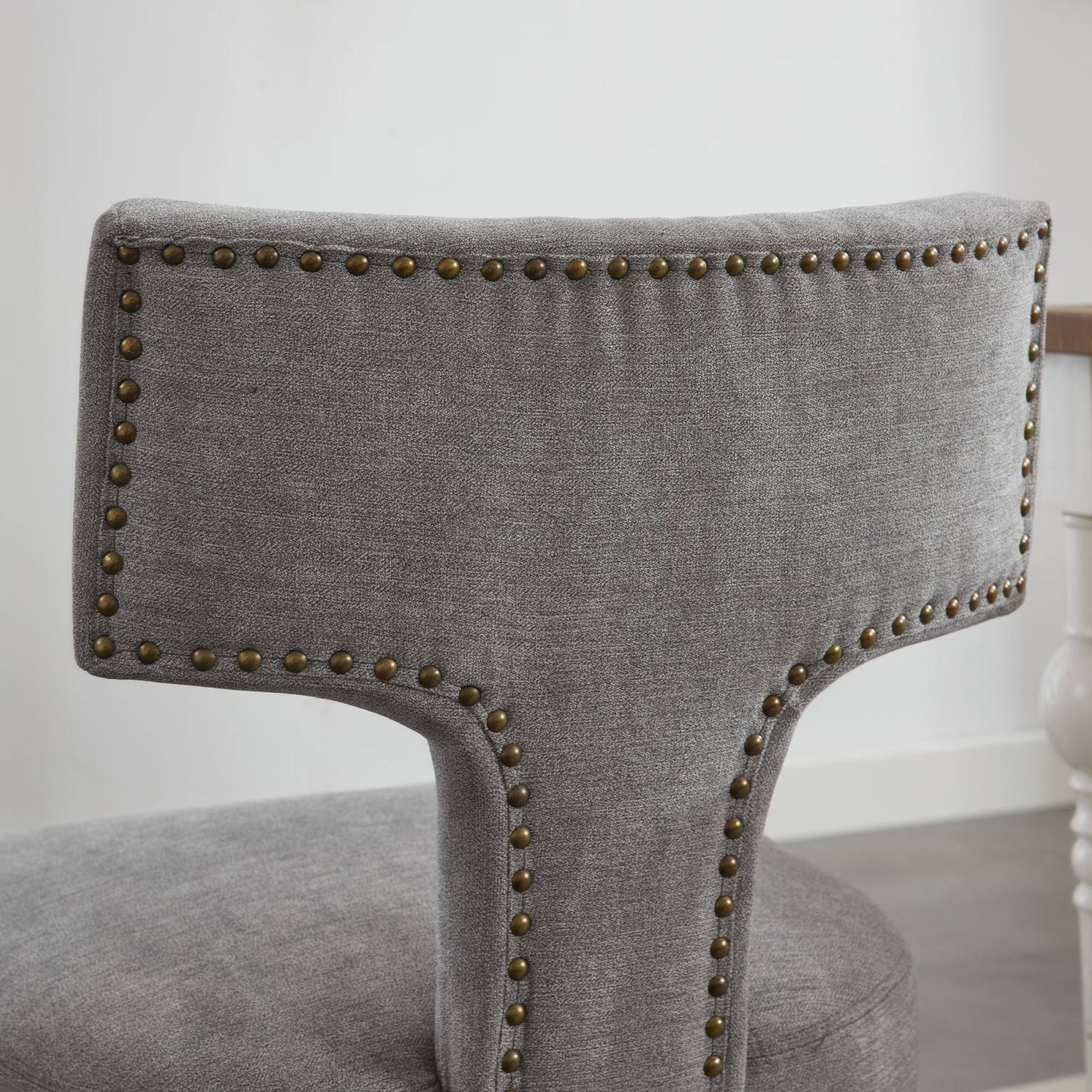 Alt View 6. GOODSILO - Modern Dining Chairs Set of Two with Curved Backrest and Upholstered Fabric Seating - Gray.