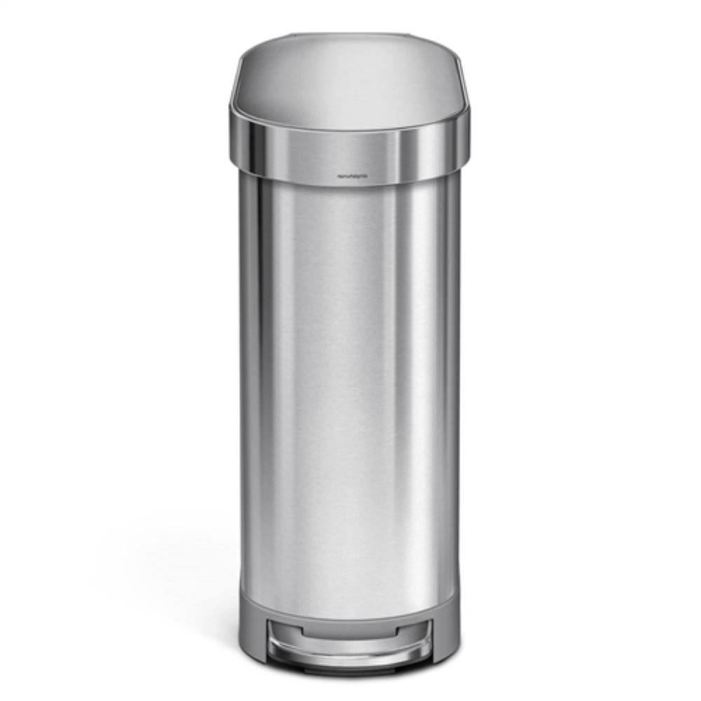 Back. Hivvago - Stainless Steel 12-Gallon Narrow Kitchen Trash Can with Easy Step-on Lid - Stainless Steel.