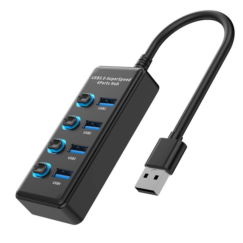 Cluzine - USB 3.0 4-Port Hub High Speed Multi Port Splitter USB Docking Station for PC