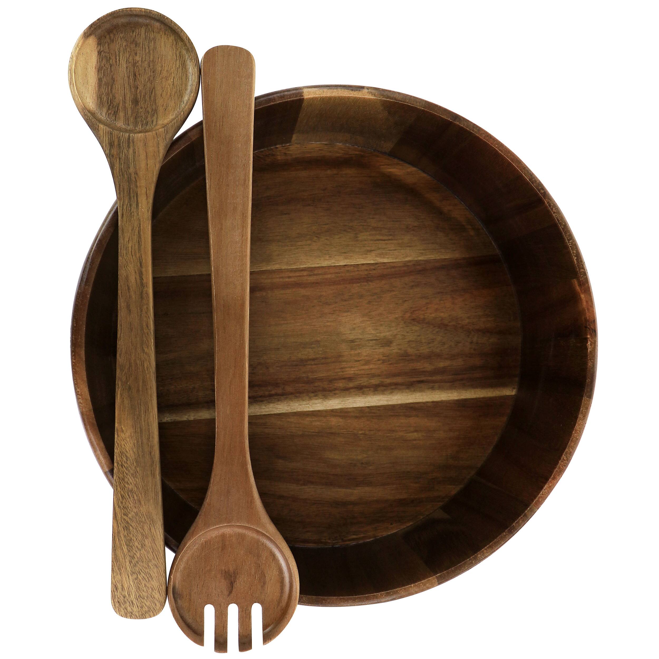Alt View 1. Gibson - Gibson Elite 3 Piece Acacia Wood Salad Bowl and Spoon Set in Brown - Brown.