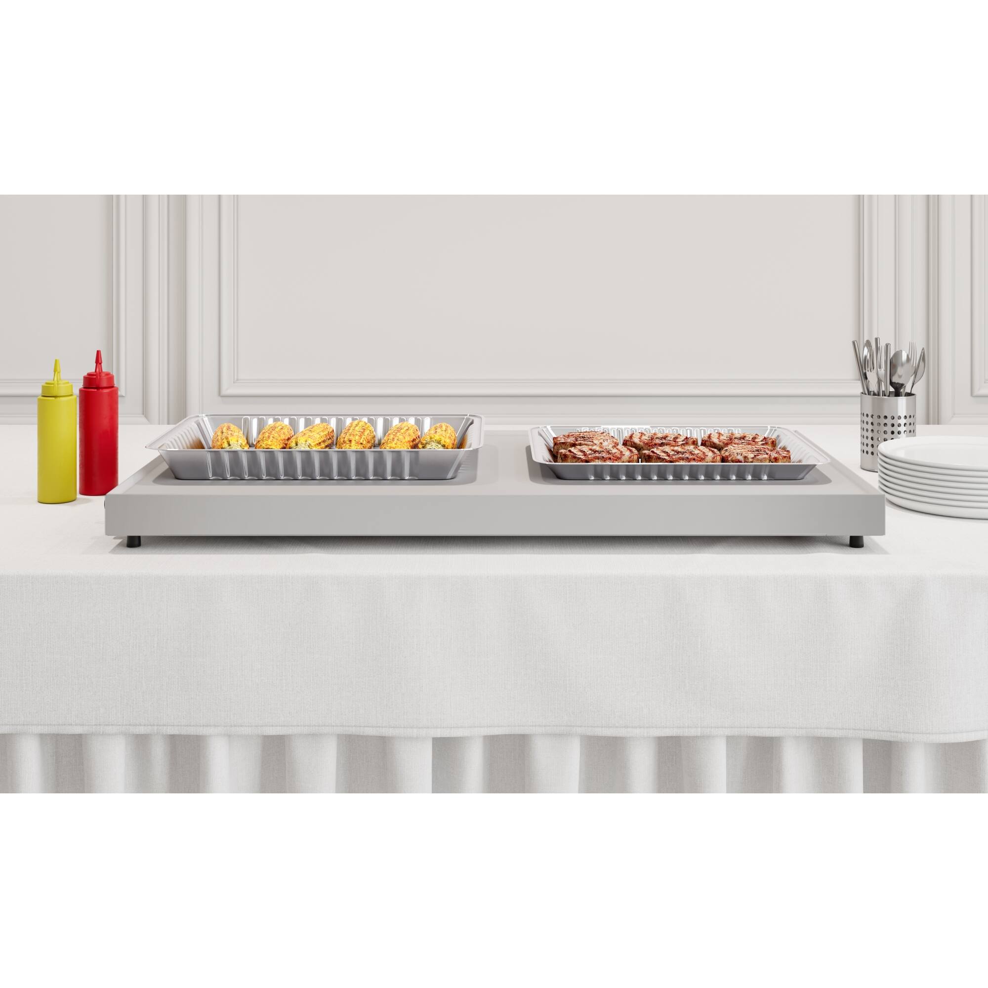 Back. Koolmore - 36 In. Commercial Warming Shelf - Silver.