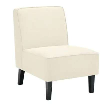Front. Costway - Modern Armless Accent Chair Fabric Single Sofa with Rubber Wood Legs - Beige.
