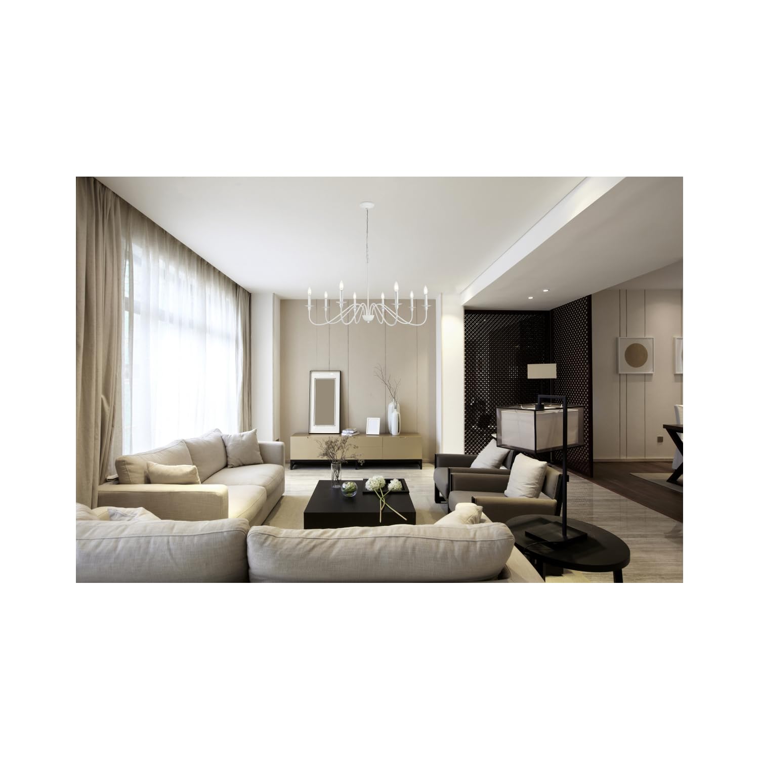 Alt View 4. Living District - Rohan 42 inch chandelier in White - White.
