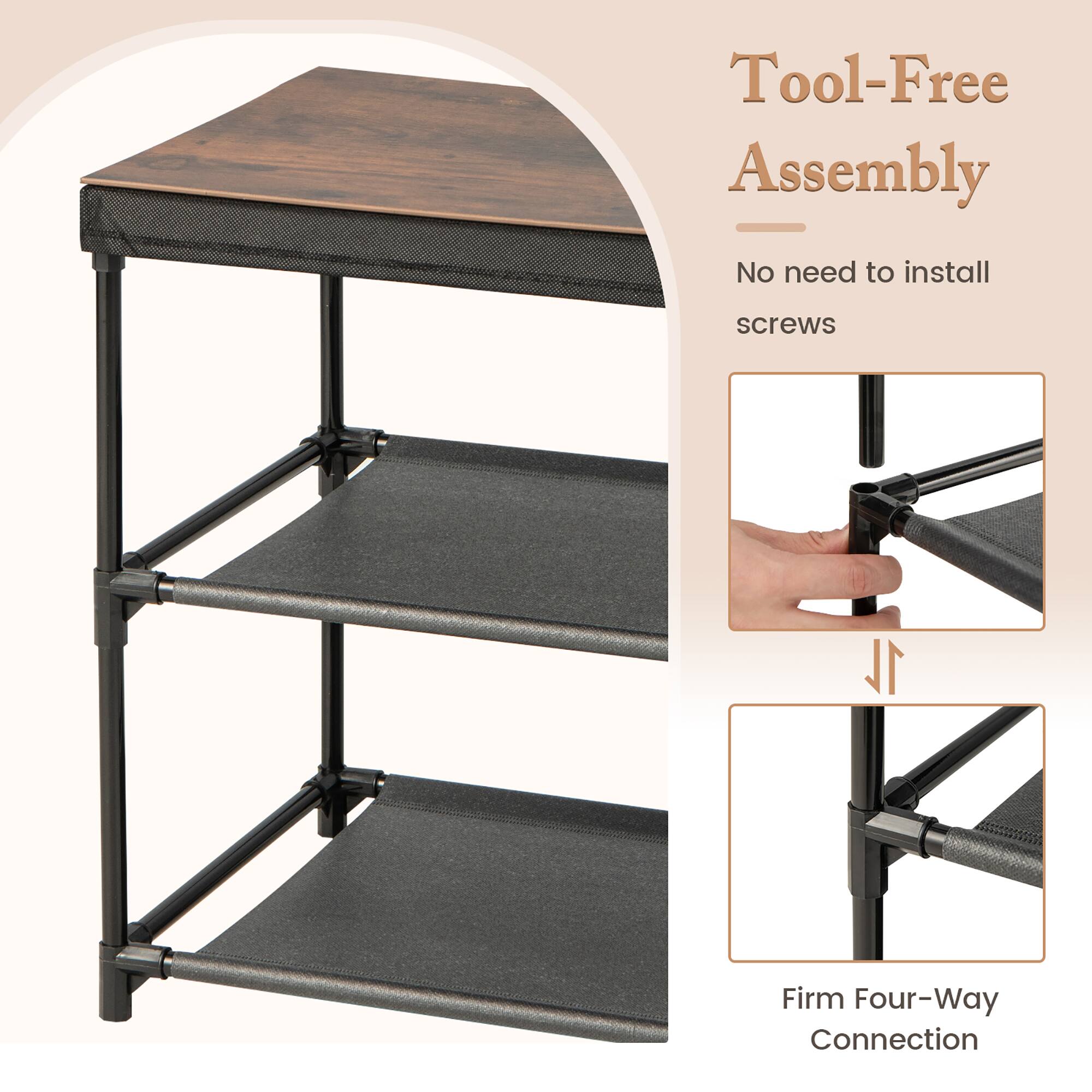 Tool-Free Assembly: No need to install screws. Firm Four-Way Connection.