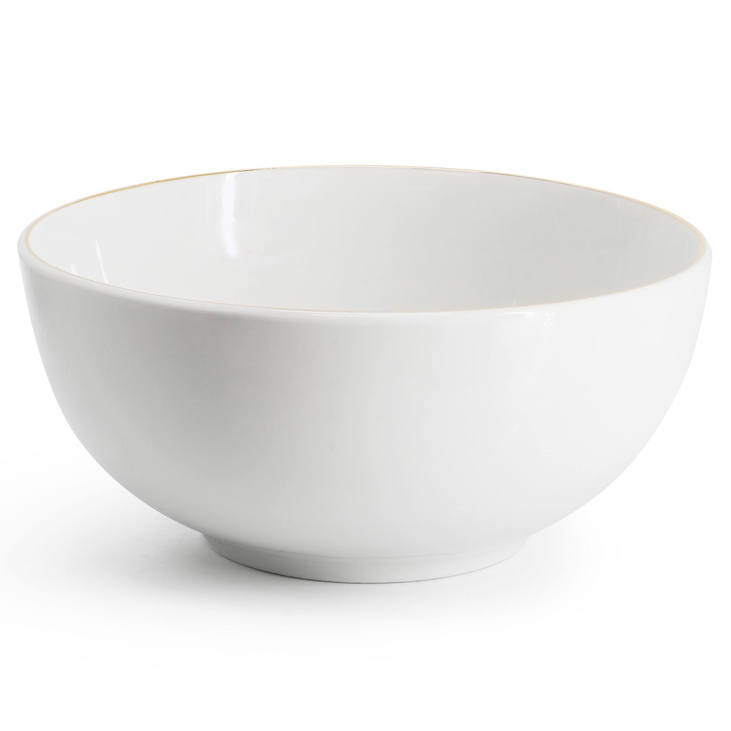 Alt View 1. Gibson - Gibson Home Ogalla 8 Piece Fine Ceramic 6 Inch 22 Ounce Cereal Bowl Set in White with Gold Rim - White.