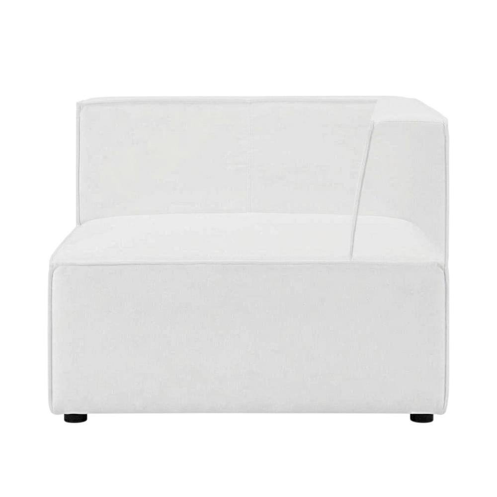 Back. Outdoor Escape - Outdoor Patio Upholstered Sectional Sofa Corner Chair, Armrests, Cushioned Seat - White.
