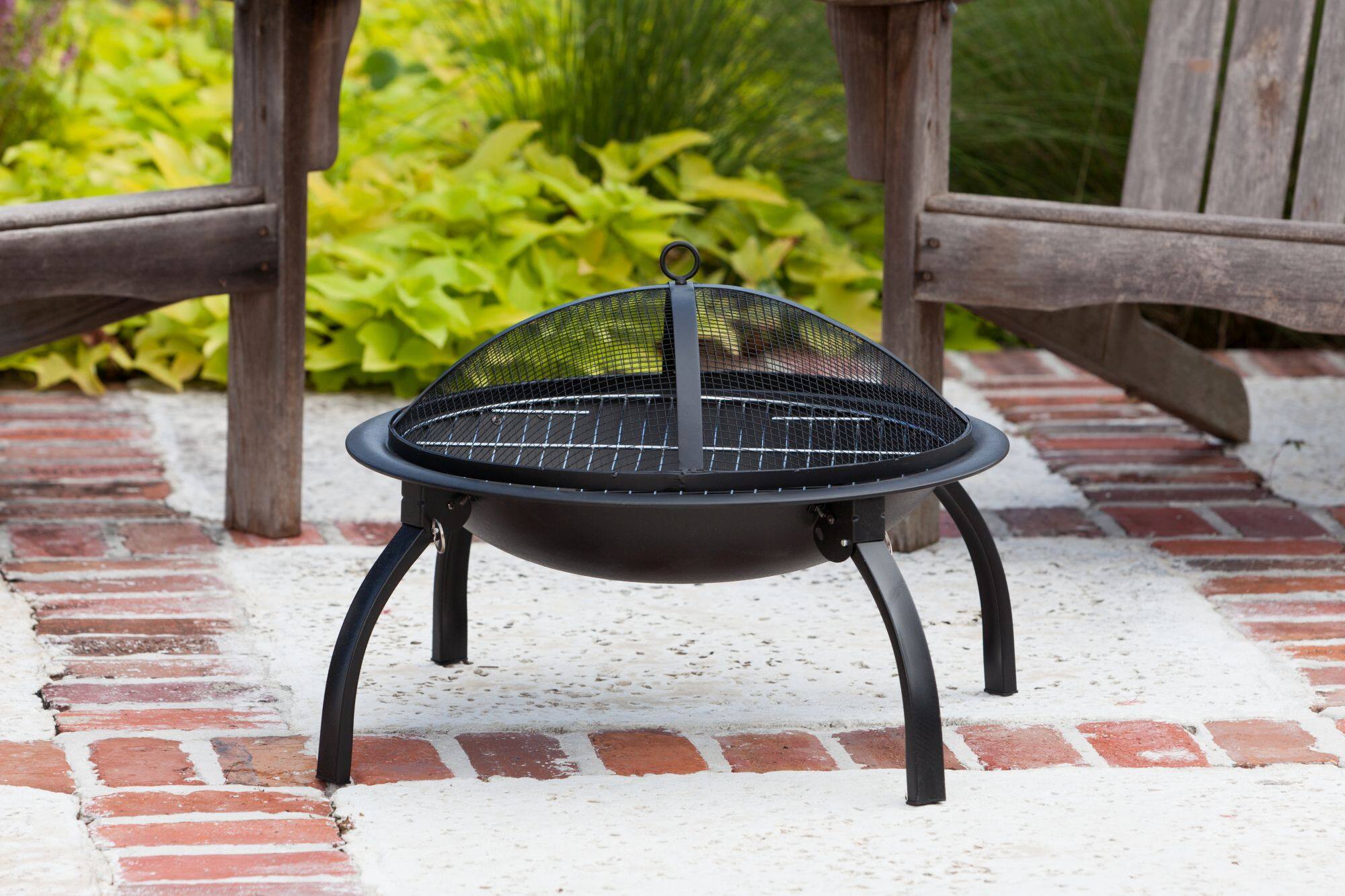 Alt View 11. Fire Sense - Fire Sense Fire Pit Portable Folding Round Steel with Folding Legs Wood Burning Lightweight Included Carrying Bag - Black.
