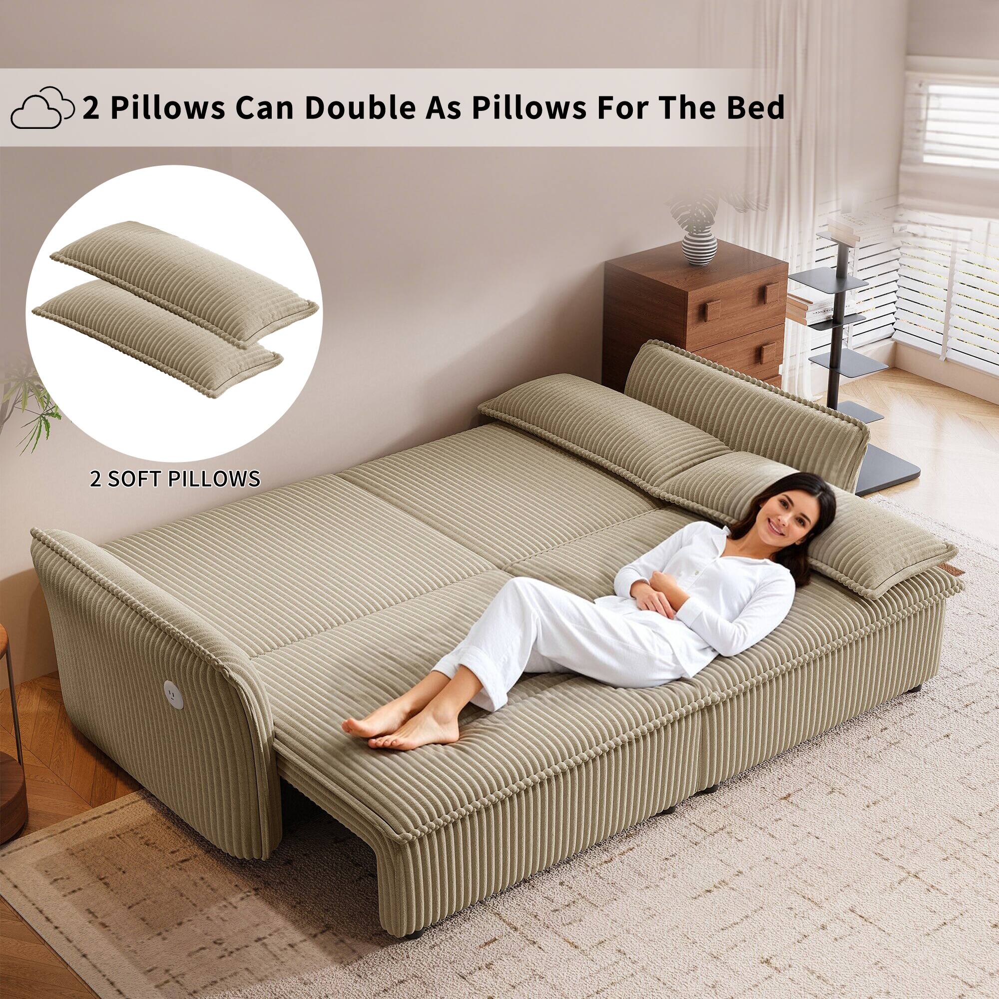 2 Pillows Can Double As Pillows For The Bed  
2 SOFT PILLOWS