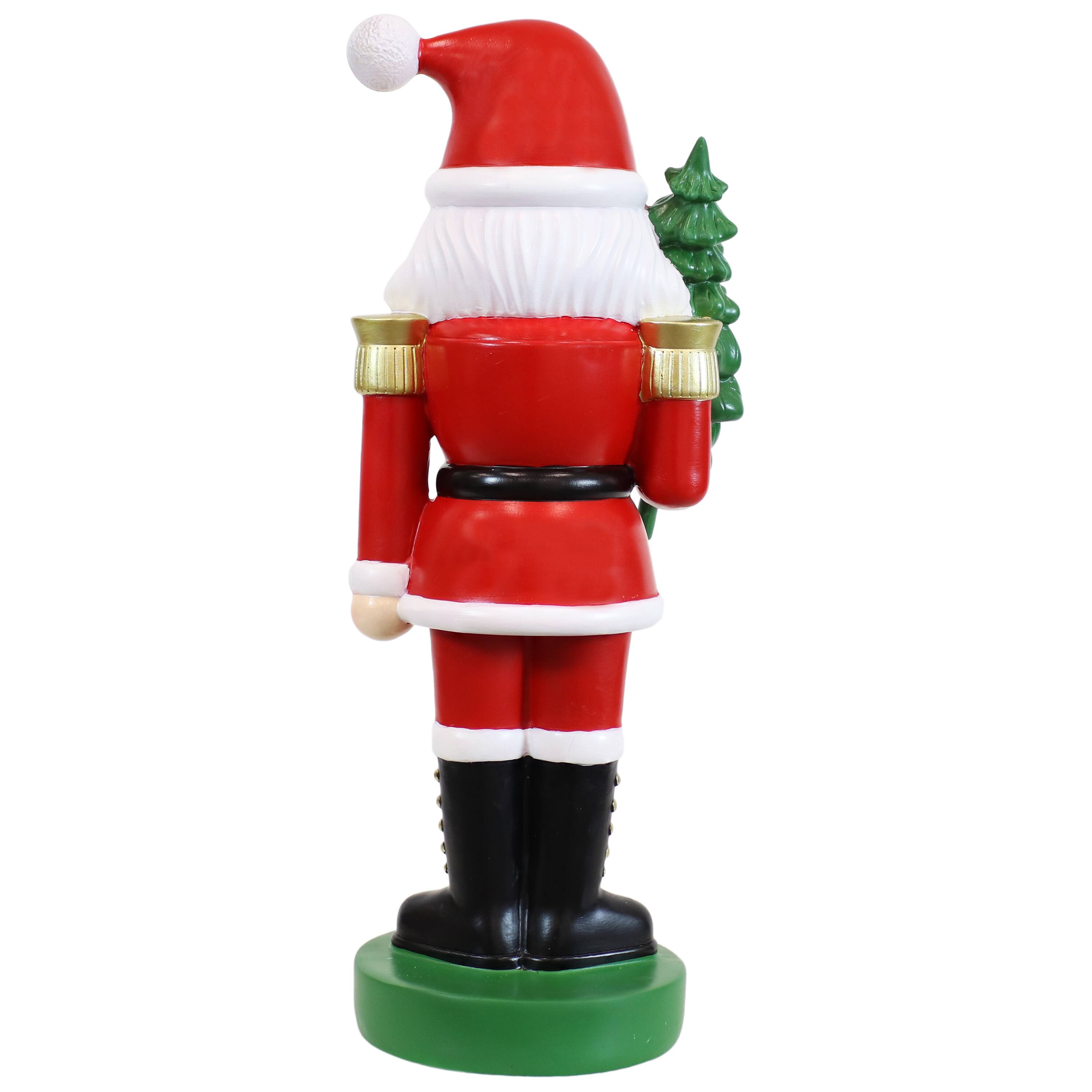 Alt View 8. Sunnydaze - Santa Claus with Tree Indoor Nutcracker Statue - 16.75 in - Red and Green.