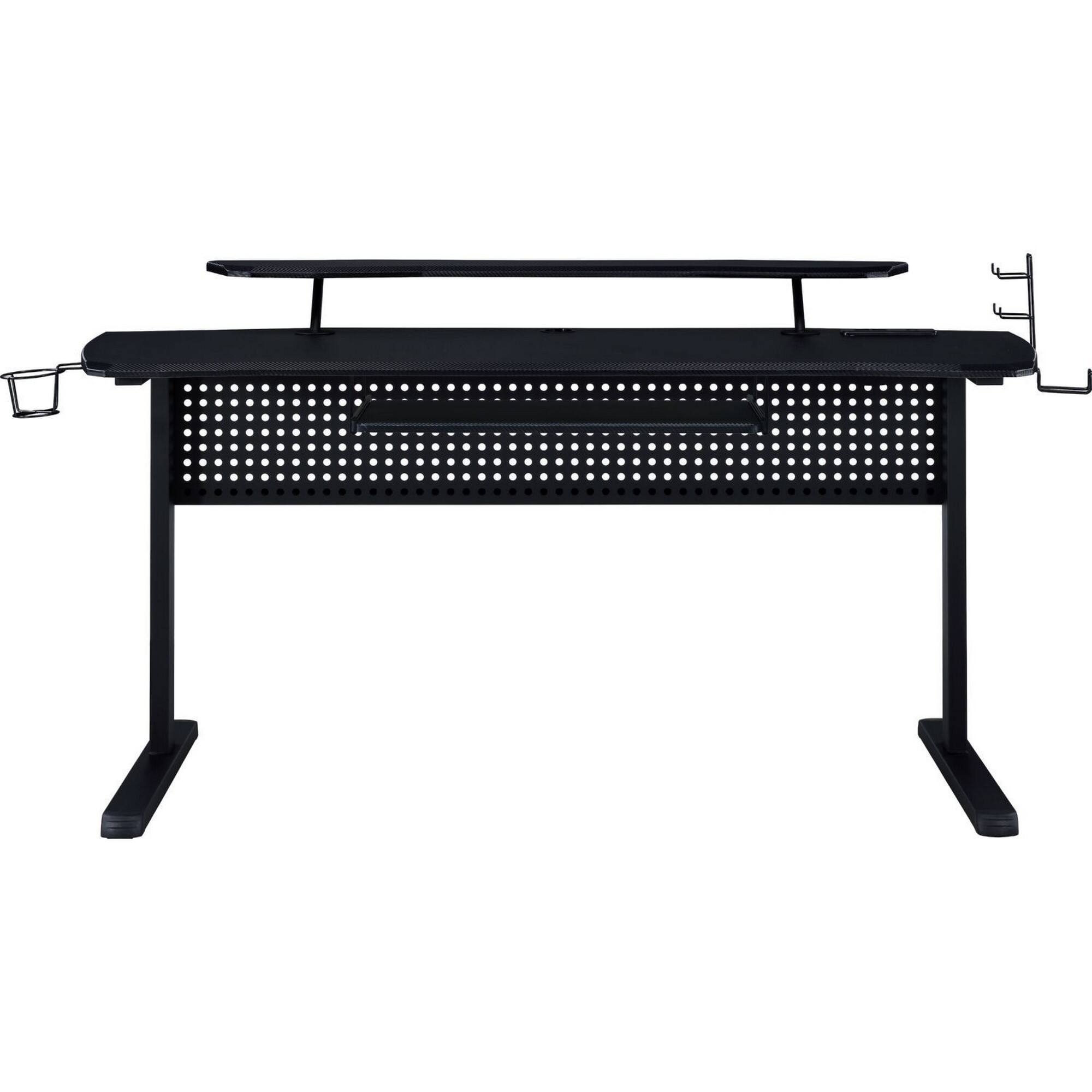 Alt View 1. Manhattan Lane - Gaming Table with USB Plugin and Headset Rack - Black.