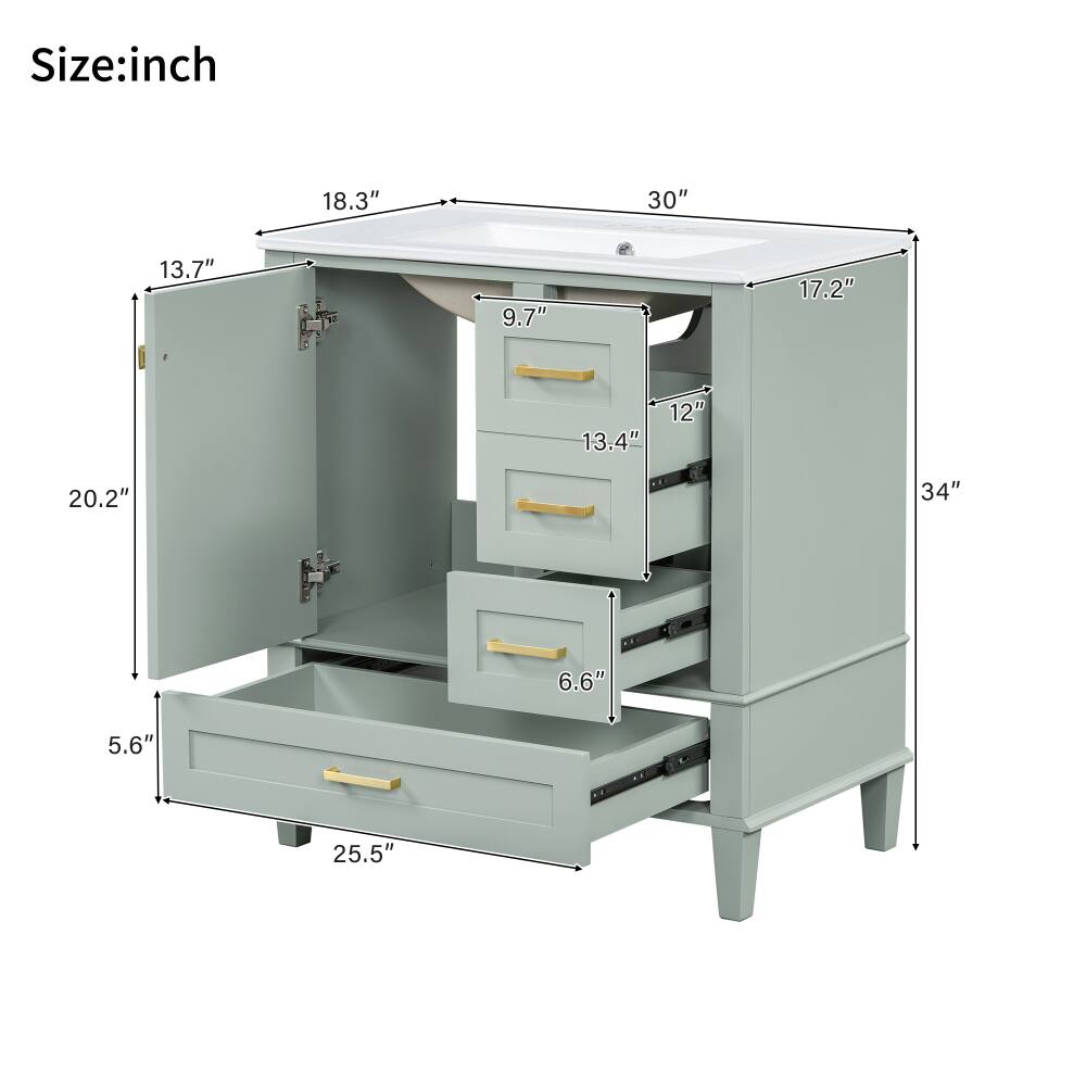 Size: inch  
18.3" 30" 13.7" 9.7" 17.2" 12" 13.4" 20.2" 34" 6.6" 5.6" 25.5"