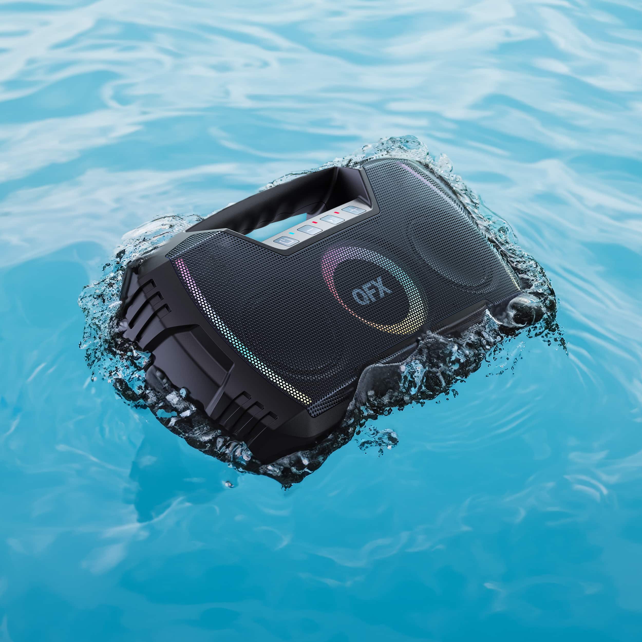 Alt View 13. QFX - BT-ZX35 Portable Rechargeable Bluetooth Speaker with LED Multi-Color Party Lights - Black.