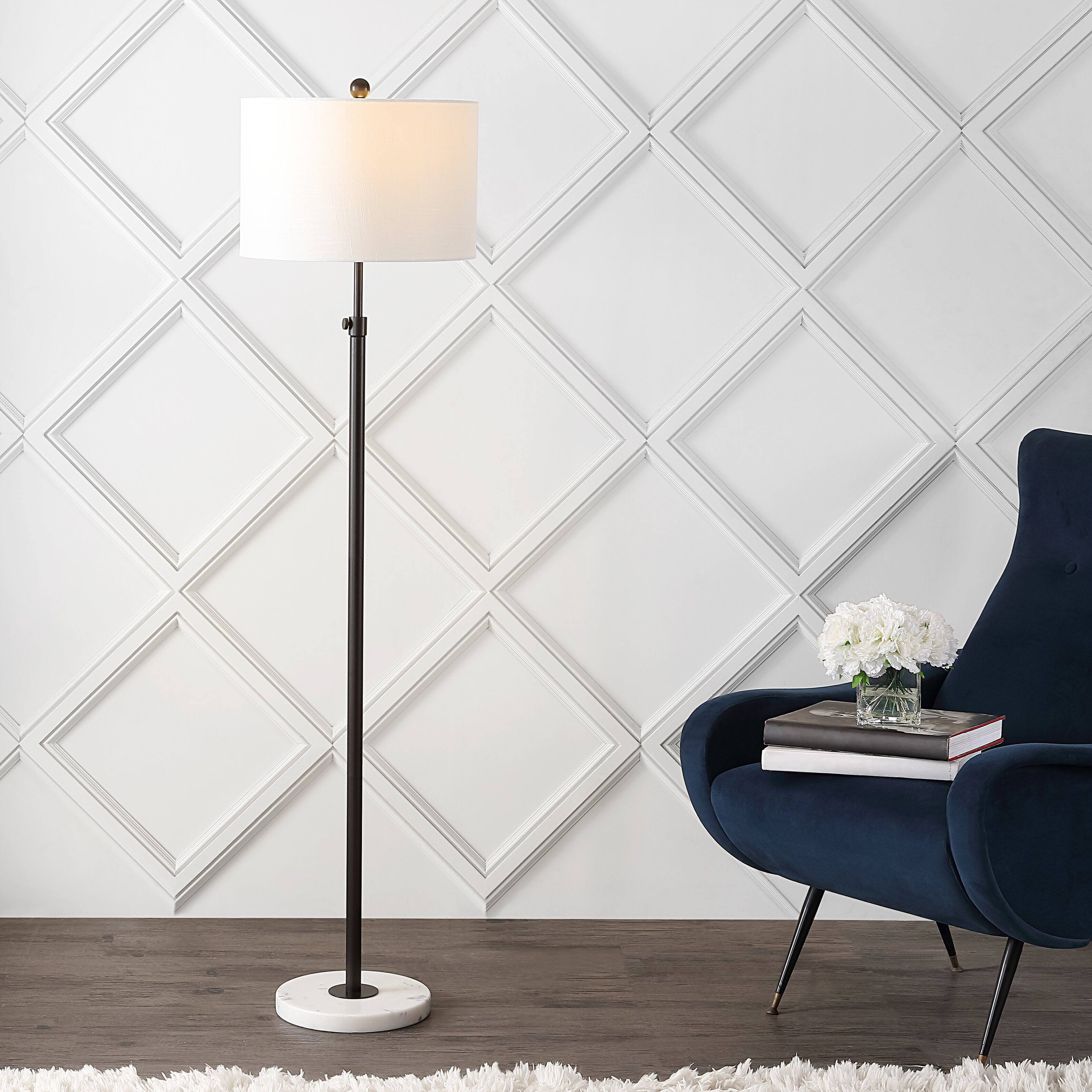 Alt View 1. Jonathan Y - June 65" Adjustable Metal/Marble LED Floor Lamp, Oil Rubbed Bronze - Oil Rubbed Bronze.