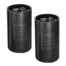 Unique Bargains - 2pcs CD60 Motor Run Capacitor, 378-454uF MFD AC250V, 50-60Hz, for Motor 46x86mm - Black