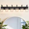 Front. RYHNUYNE - Black Bathroom Light Fixtures,6-Light Industrial Vanity Light with Clear Glass Shades,Bathroom Wall Lamp Over Mirror - Black.