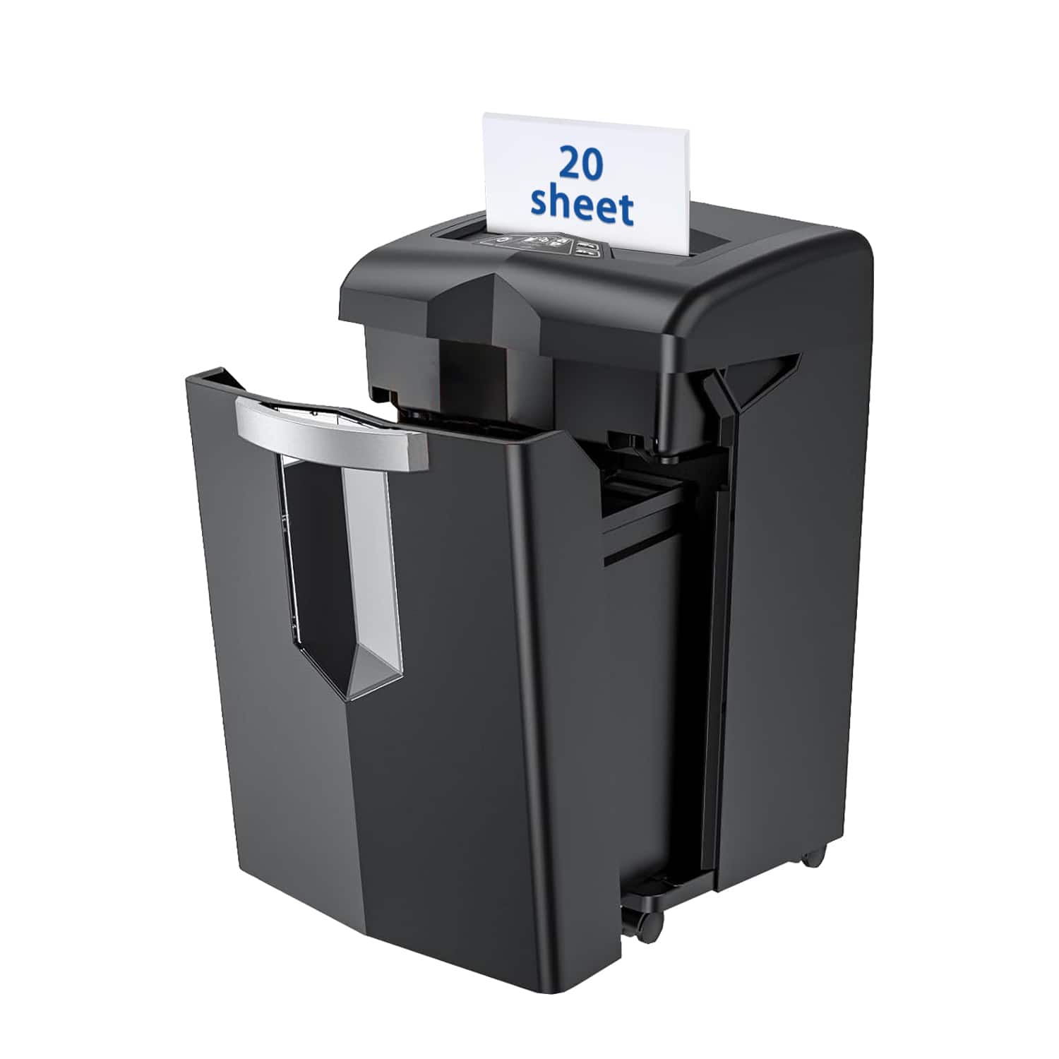 Front. Bonsaii - Heavy Duty Paper Shredder - 20-Sheet 40-Minute Cross-Cut Office Shredder for Commercial Use - Shred CDs/Credit Cards - Black.