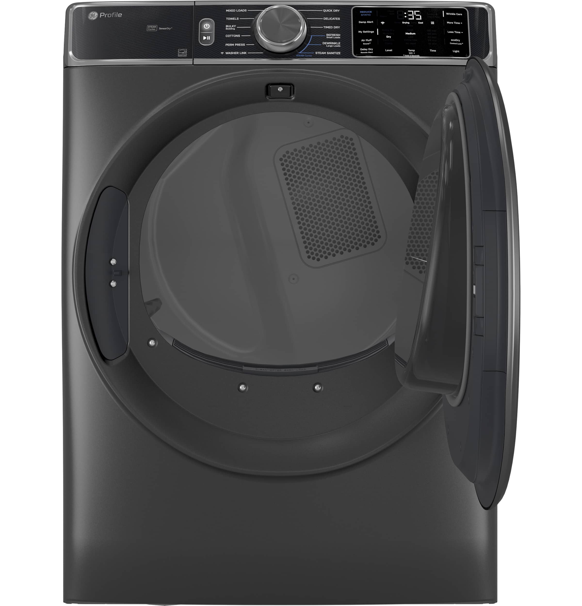 Alt View 11. GE Profile - 7.8 Cu. Ft. Stackable Smart Gas Dryer with Steam and Sanitize Cycle - Carbon Graphite.